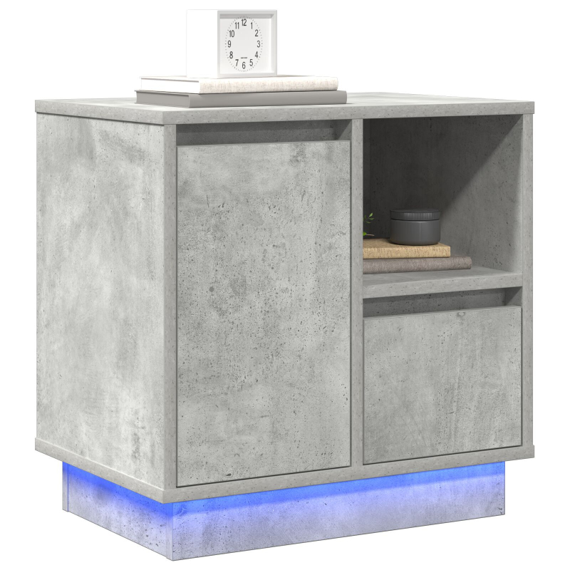 Nachttische mit LED 2 Stück Beton Grau 50x34,5x50 cm