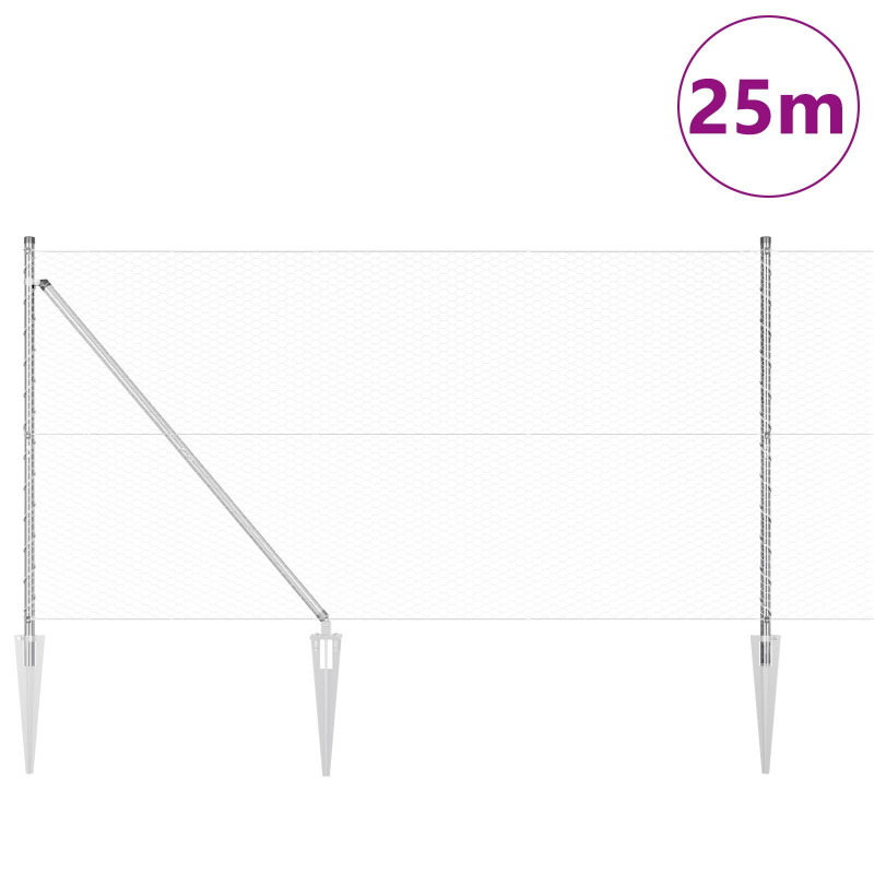 Zaunset Set von 2 Feuerverzinkter Stahl 25 x 1,2 m