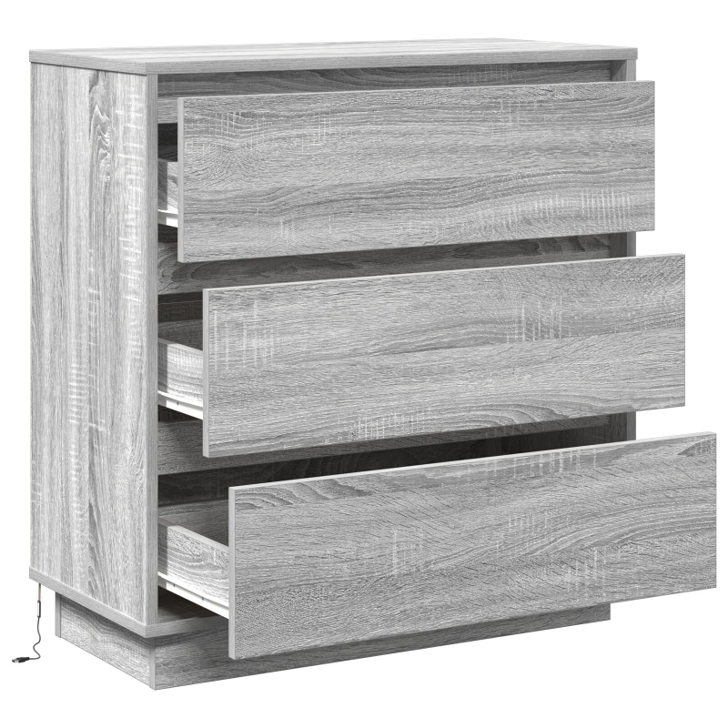 Nachttisch mit LED Grau Sonoma 71x34,5x75 cm MDF