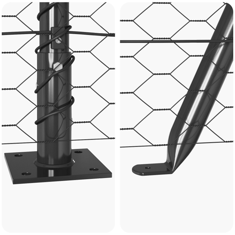 Zaunset Set von 2 Grau Stahl 25 x 1.5 m Langlebig