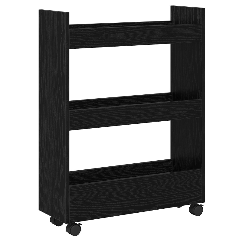 schmaler Aufbewahrungstrolley 3 Tier Schwarze Eiche Ingenieuholz