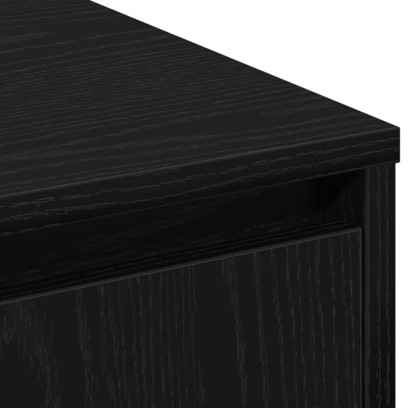 Sideboard mit LED in Schwarz und Eiche, 90x32x75 cm, aus Holzwerkstoff