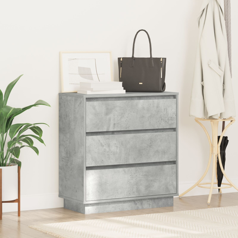 Nachttisch mit LED Beton Grau 71x34,5x75 cm Holzwerkstoff
