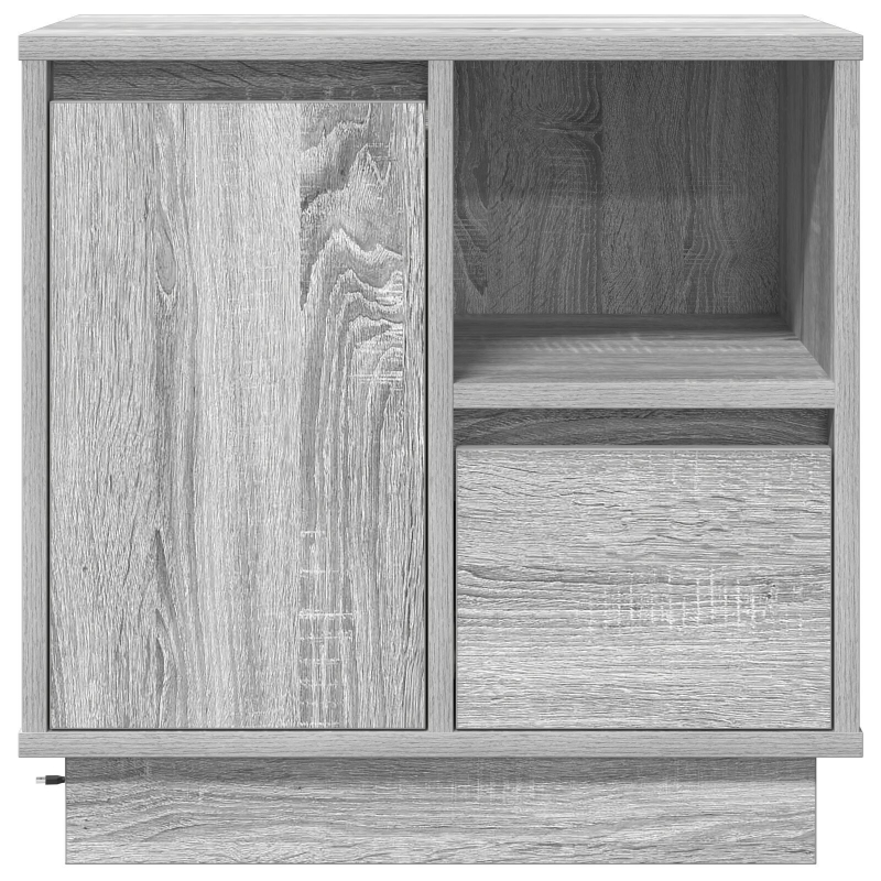 Nachttische mit LED 2 Stück Grau Sonoma 50x34,5x50 cm