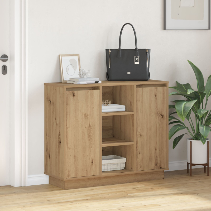 Sideboard mit LED Artisan Eiche 90x32x75 cm Holzwerkstoff
