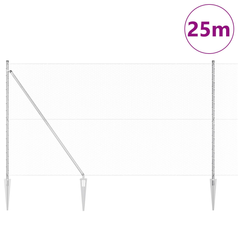 Zaunset Set aus 2 Verzinkter Stahl 25 x 1,5 m Langlebig