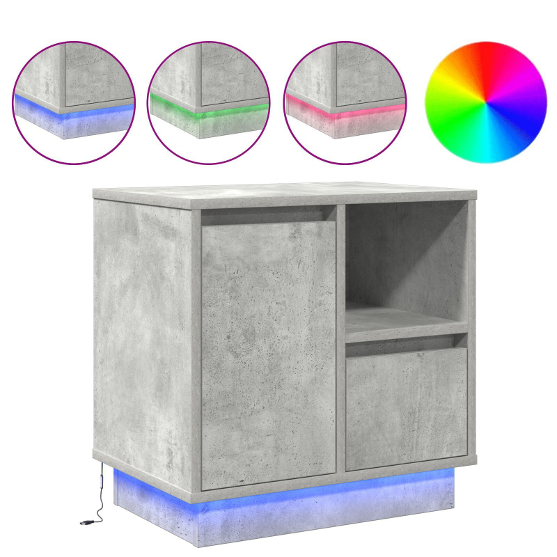 Nachttische mit LED 2 Stück Beton Grau 50x34,5x50 cm