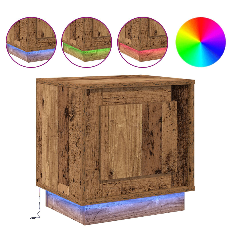 Nachttische mit LED-Lichtern 2 Stück Altholz 44x34,5x45 cm