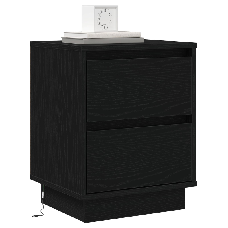 Nachttisch mit LED Lichtern Schwarz 39x34,5x50 cm