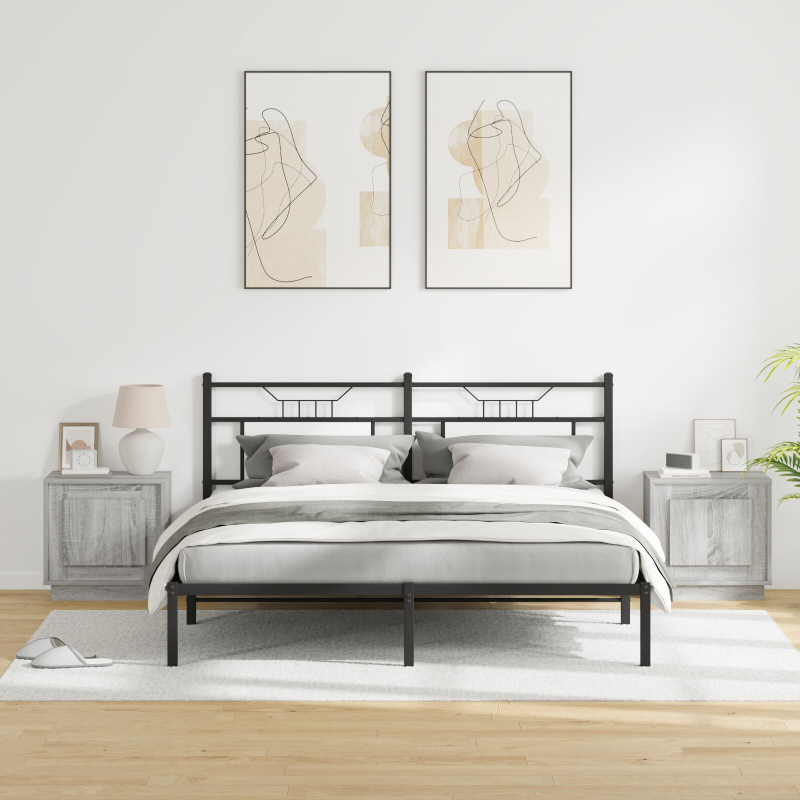 Nachttische mit LED-Lichtern 2 Stück Grau Sonoma 44x34,5x45 cm