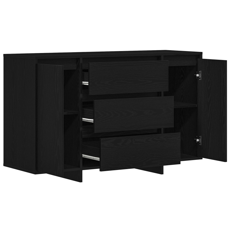 Sideboard Schwarz Eiche 120x41x75 cm Ingenieholzmöbel
