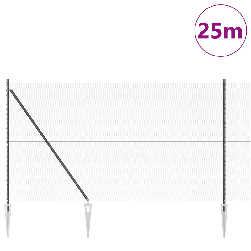 Zaunset Set aus 2 Grau Metall 25 x 1,5 m Langlebig