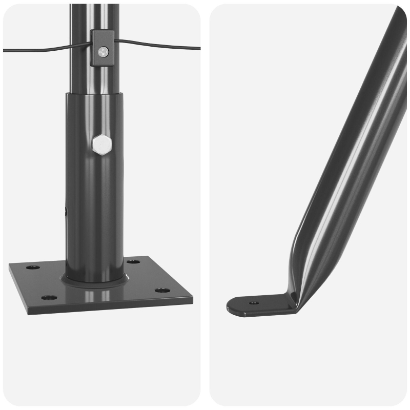 Zaunpfosten mit Bodenplatten 7 Stück Ø32mm 68,5cm verzinkter Stahl