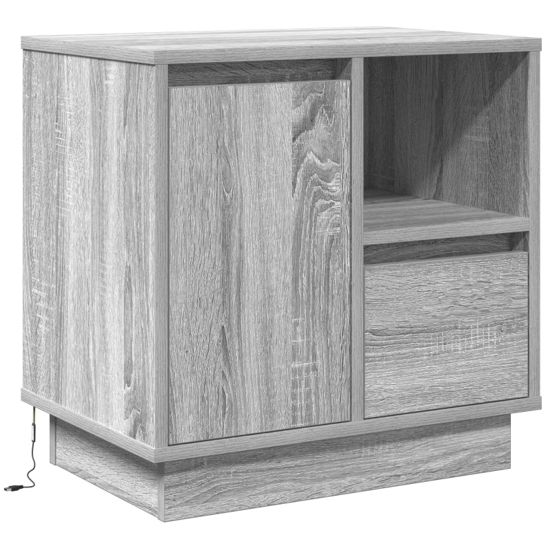 Nachttische mit LED 2 Stück Grau Sonoma 50x34,5x50 cm