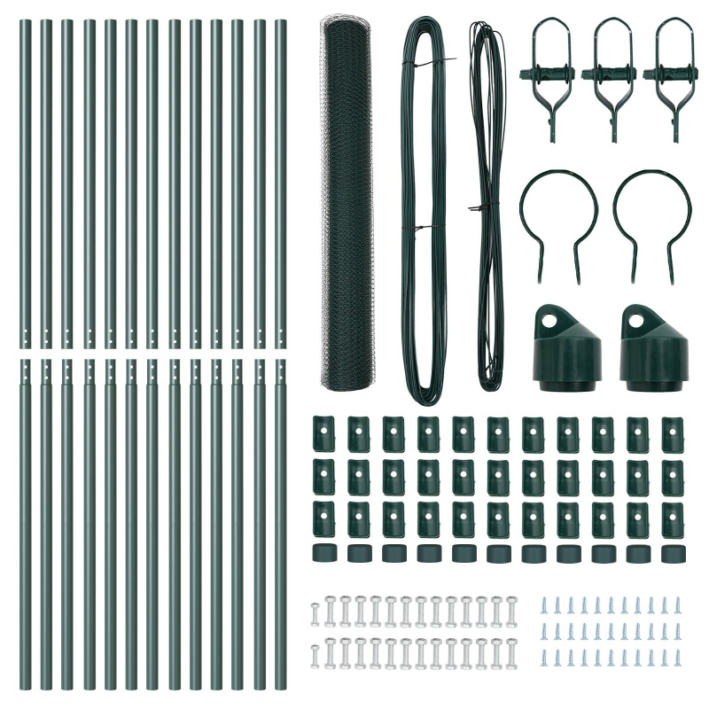 Zaunset Set aus 2 Grün Metall Groß Langlebig Zaunset
