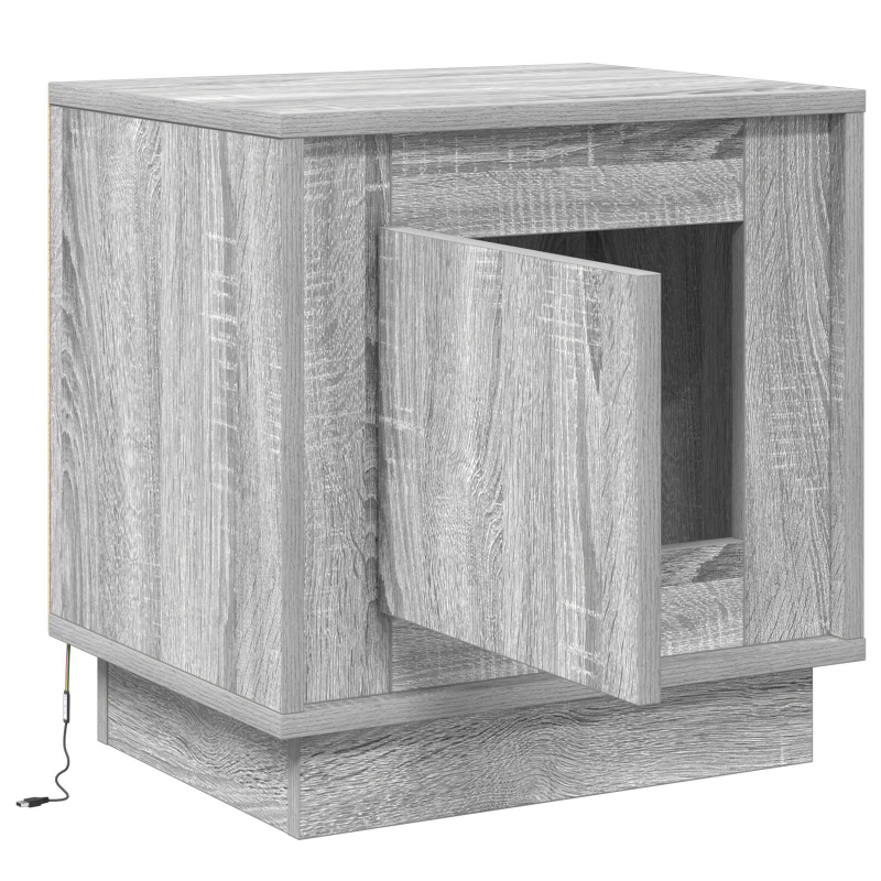 Nachttische mit LED-Lichtern 2 Stück Grau Sonoma 44x34,5x45 cm