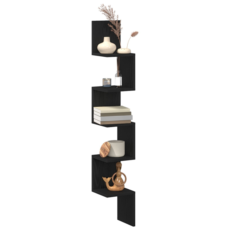 Wand-Eckregal Schwarz Eiche 20x20x127,5 cm Holzwerkstoff