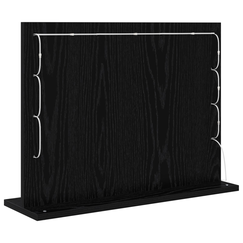 Kosmetikspiegel mit LED-Lichtern Schwarz Eichenholz 60x45x18 cm