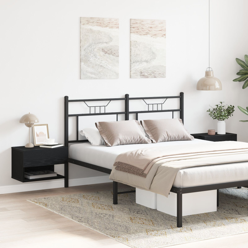 Wandmontierte Nachttische (Set von 2) - Schwarzes Eichenholz