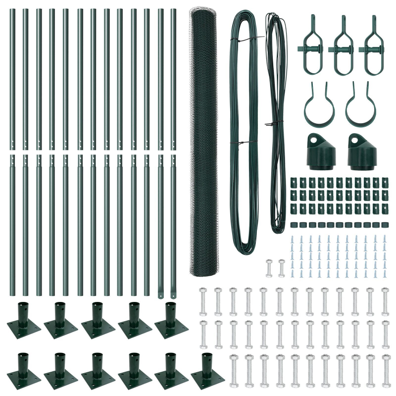 Zaun-Set Set aus 2 Grün Stahl, PVC 25 x 1,5 m Langlebig
