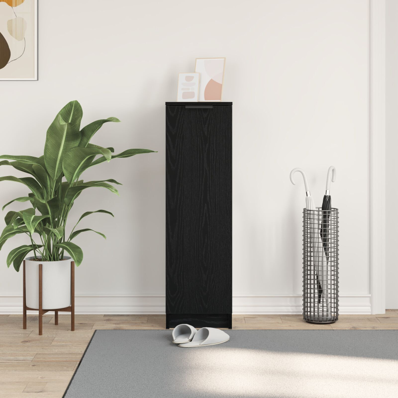 Schuhschrank Schwarz Eiche 29,5x35x100,5 cm Holzwerkstoff