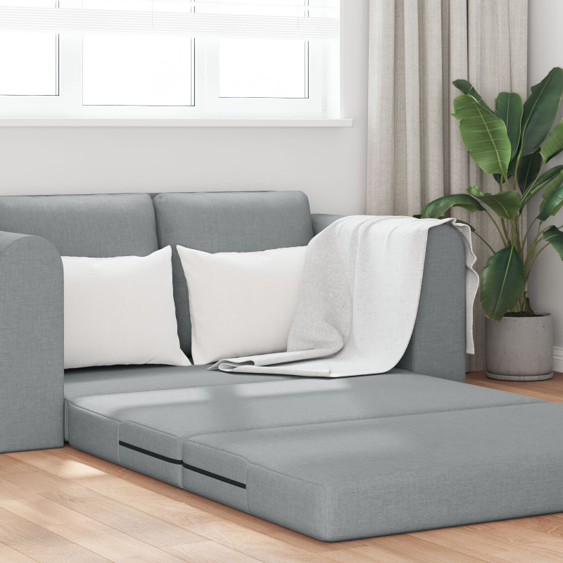 Boden-Sofa-Bett 2-in-1 Hellgrau 148x71x83 cm Gewebe
