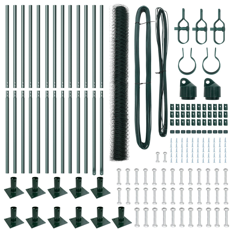Zaunset 2er Set Grün Pulverbeschichteter Stahl 25 x 1,5 m