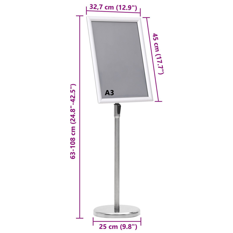 A3 Pedestal Plakatständer 2 Stück Silber Aluminiumlegierung