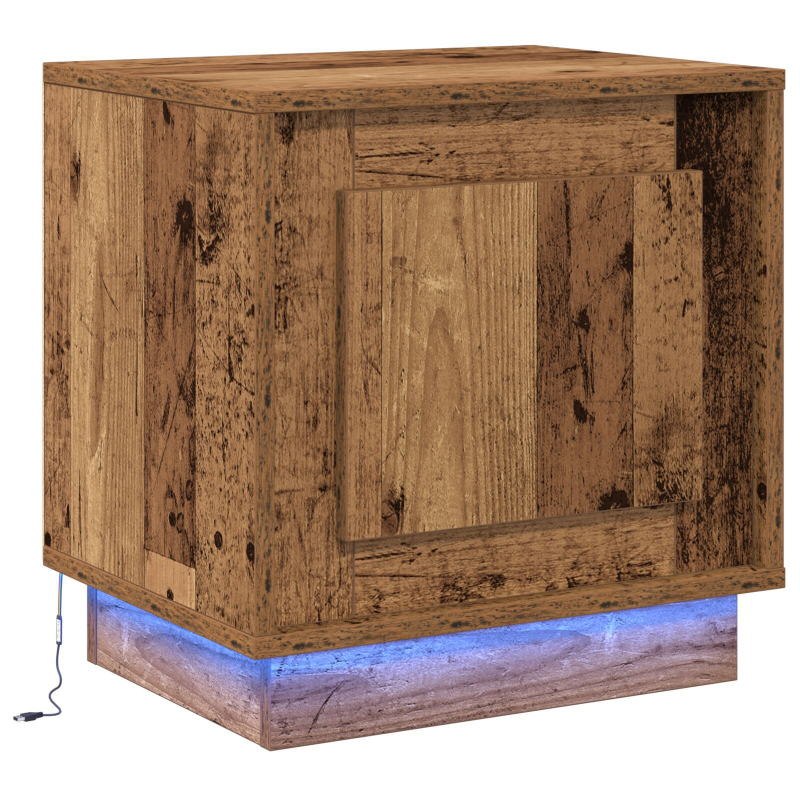 Nachttische mit LED-Lichtern 2 Stück Altholz 44x34,5x45 cm