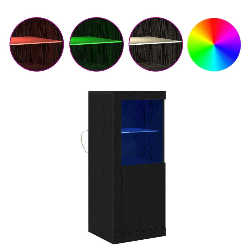 Sideboard mit LED-Lichtern Schwarz Eiche 41x37x100 cm