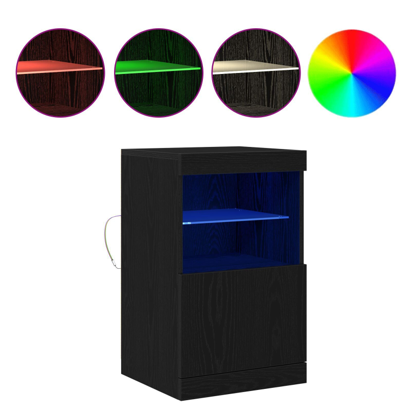 Sideboard mit LED-Lichtern Schwarze Eiche 41x37x67 cm