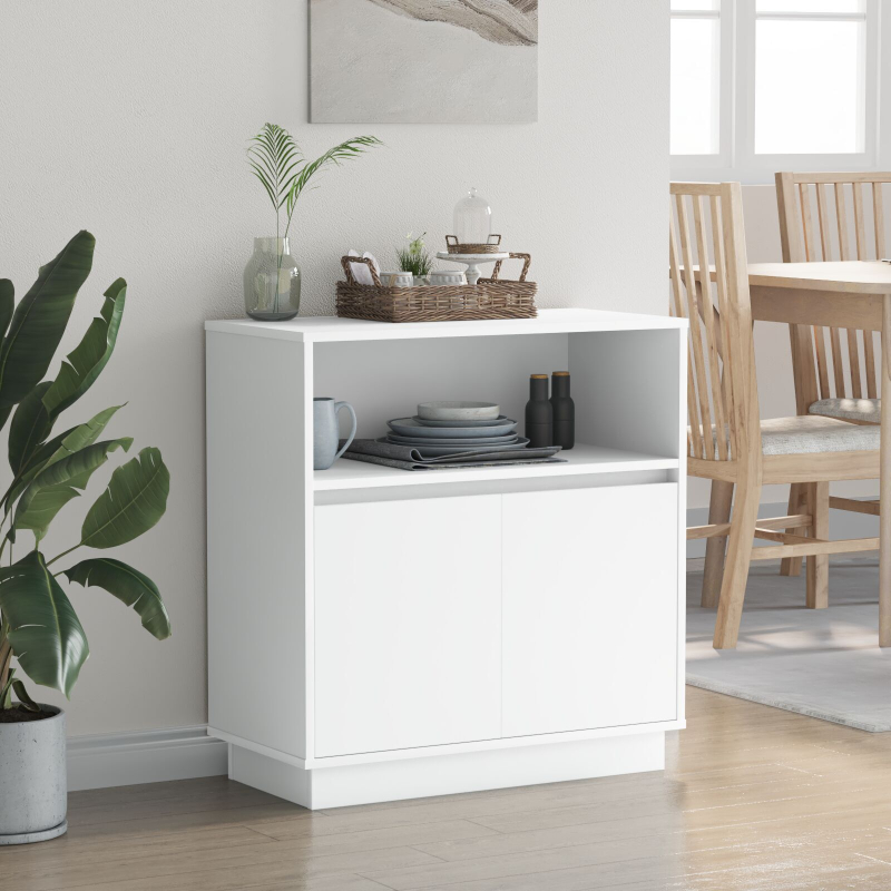 Sideboard mit LED Weiß 71x34,5x75 cm Holzwerkstoff