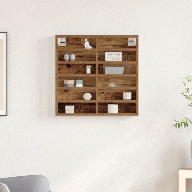 Vitrine Schrank Alte Holz 60x8,5x58 cm Ingenieure Holz