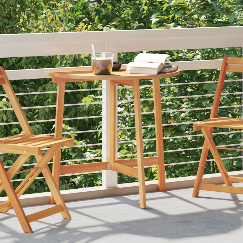 Faltbarer Gartentisch Halbrund 78x46x75 cm Massivholz Akazie