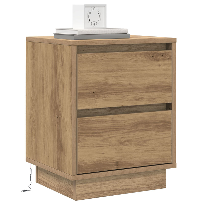 Nachttisch mit LED-Leuchten Artisan Eiche 39x34,5x50 cm
