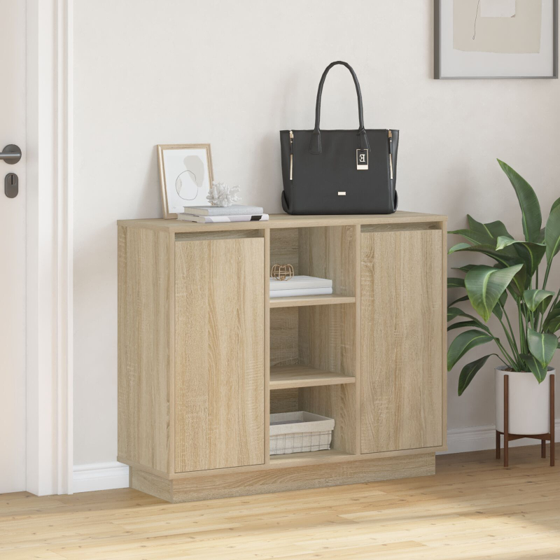 Sideboard mit LED Sonoma Eiche 90x32x75 cm aus Holzwerkstoff
