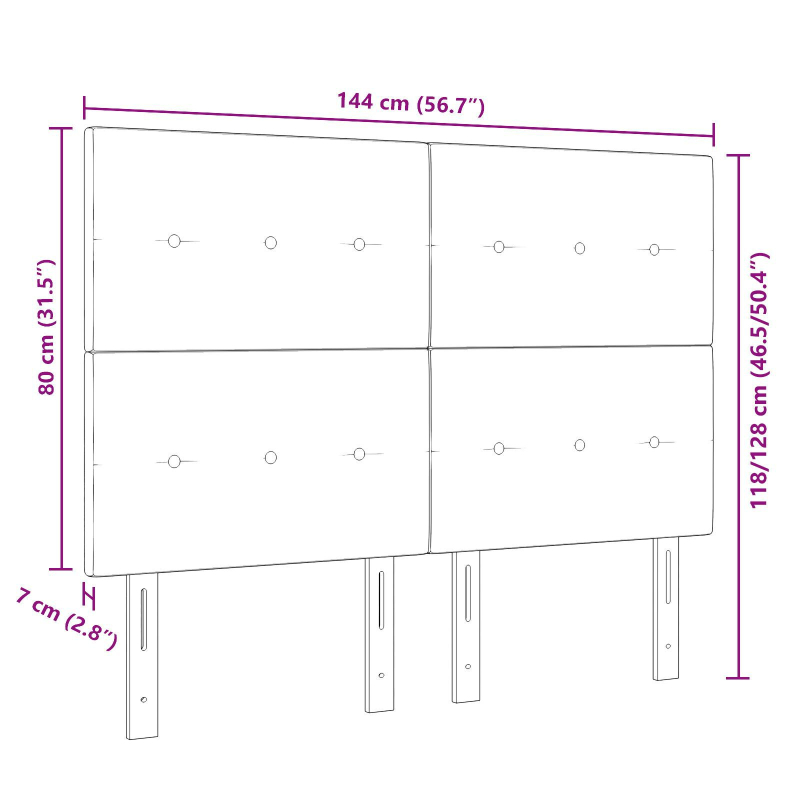 Kopfteil mit Knopfheftung Dunkelgrau 140 cm Samt