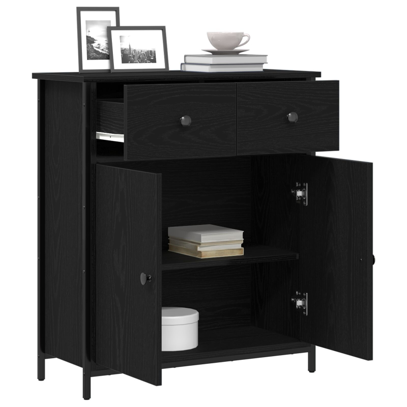 Sideboard Schwarze Eiche 70x30x80 cm Holzwerkstoff und Stahl