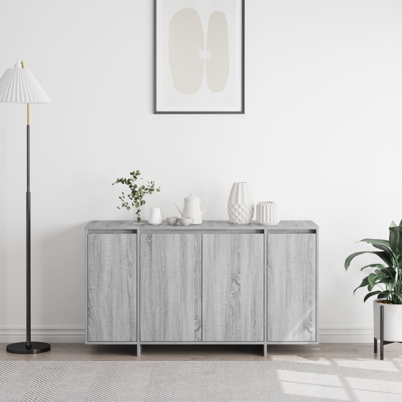 Grau Sideboard Graues Sonoma Holzwerkstoff 135 x 41 x 75 cm