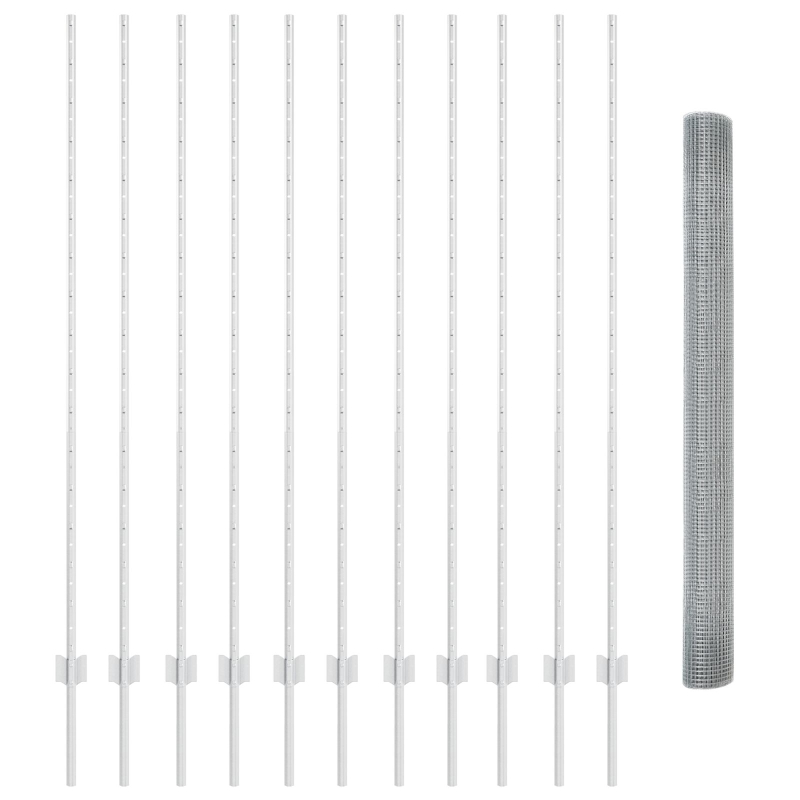 Schweißdrahtzaun mit 22 U-Pfosten Silber 1,5x25 m Stahl