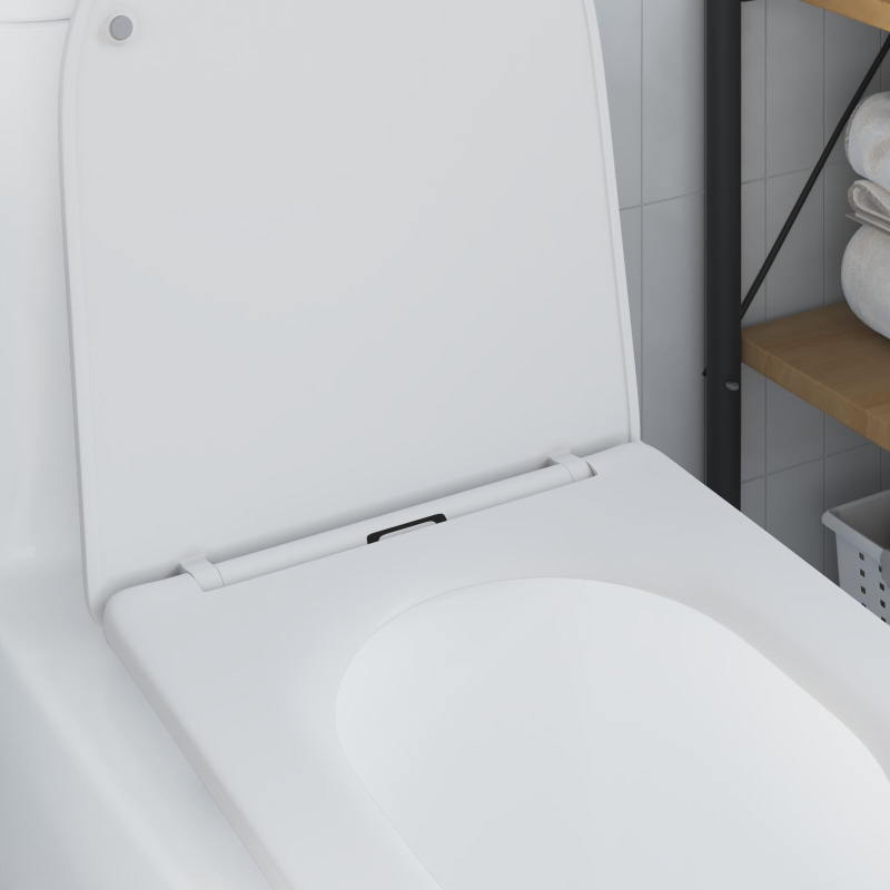 Schnellanpassbarer Toilettensitz mit sanftem Schließen aus Duroplast in Weiß