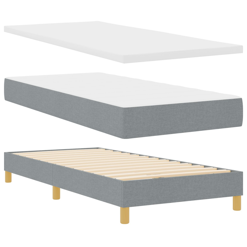 Boxspringbett mit Matratze & LED Hellgrau 100x200 cm Stoff