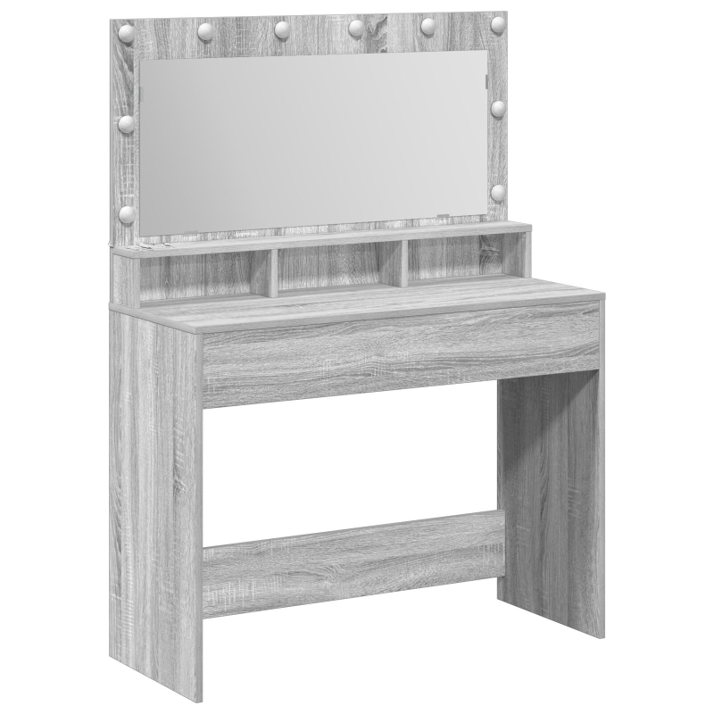Schminktisch mit LED-Lichtern Grau Sonoma 100x41x135 cm