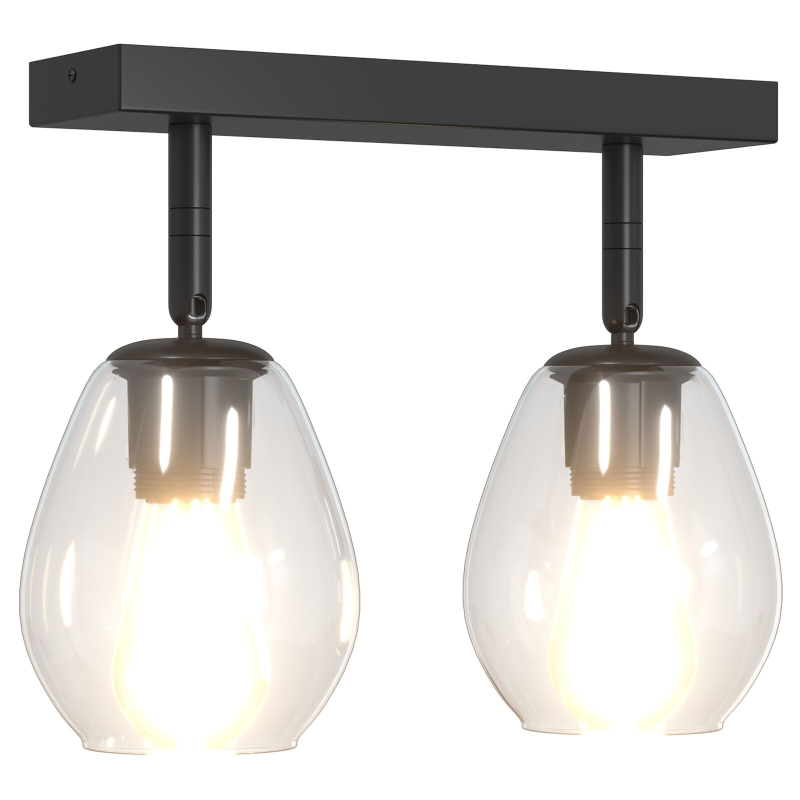 Deckenleuchten mit verstellbarem Glas-Schirm Anthrazit E27