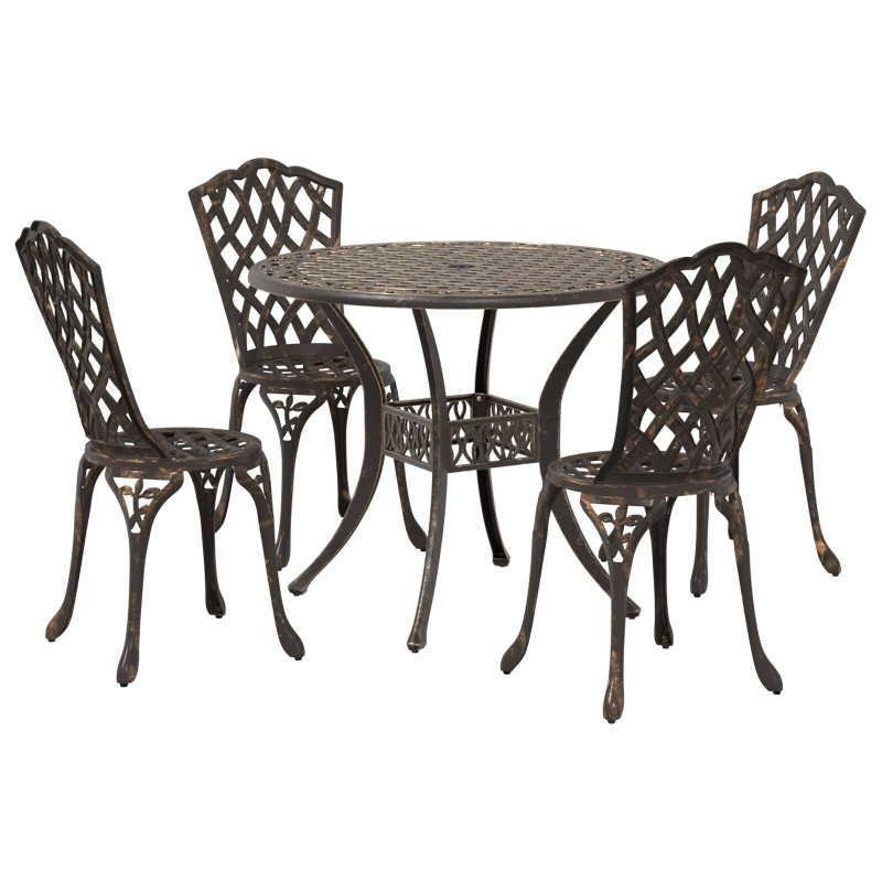 5-teilige Garten-Diningset - Bronze Gusseisen