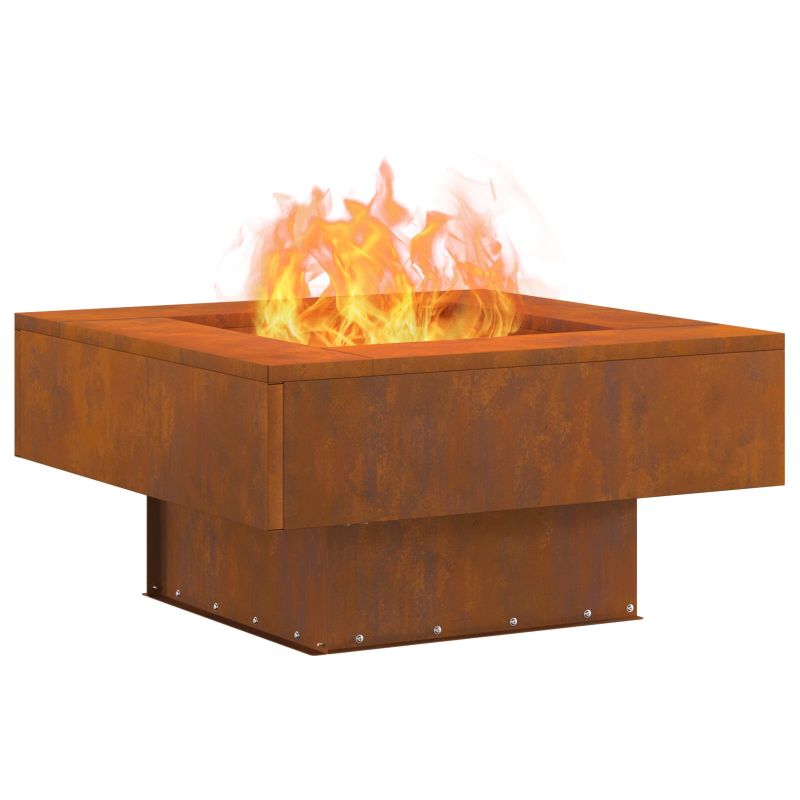 Feuerstelle Quadrat 60x60x30 cm Wetterstahl