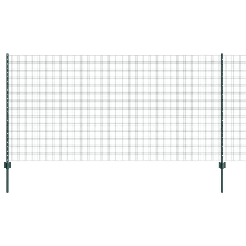Geknoteter Drahtzaun mit 11 U-Pfosten Grün 1.2x25 m Stahl
