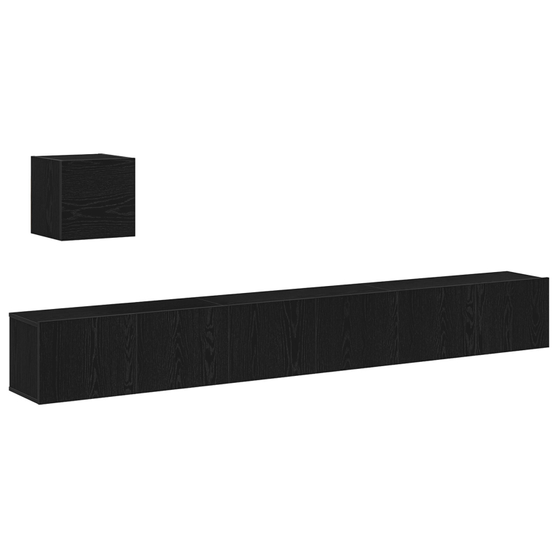 4-teiliges TV-Schrank-Set Schwarz Eiche Holzwerkstoff