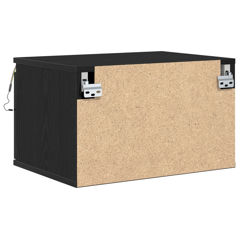 Nachttisch mit LED Wandmontage Schwarze Eiche 50x36x30 cm