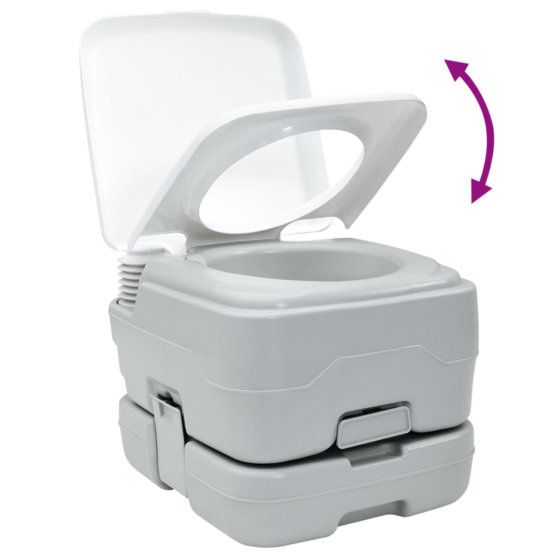 Tragbare Toilette in Grau und Weiß aus Kunststoff, 10 L